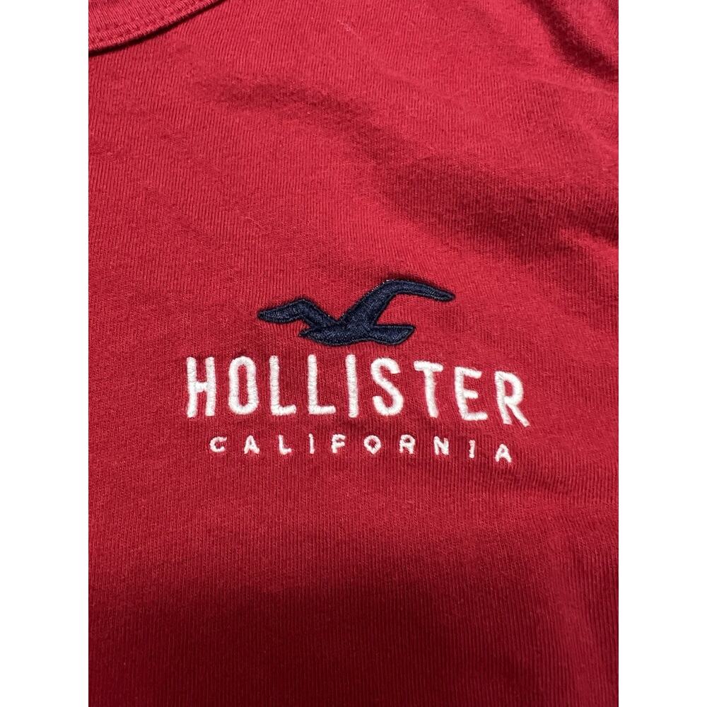 Hollister Men's Y2K Red Long Sleeve Puff Logo Cotton Size XL 2000's Seagull - Picture 2 of 7